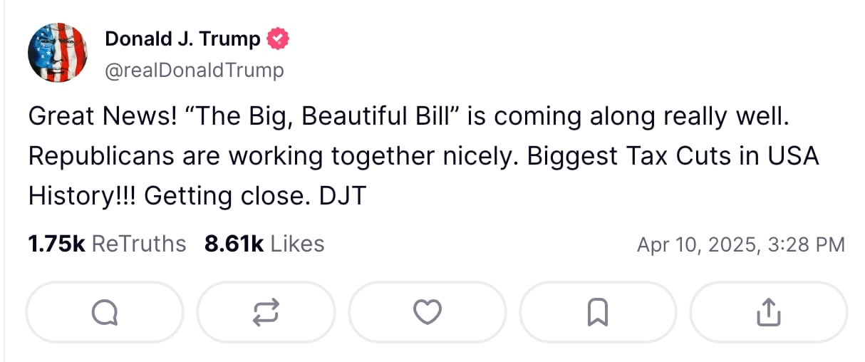 Crypto prices rose after Trump post on tax