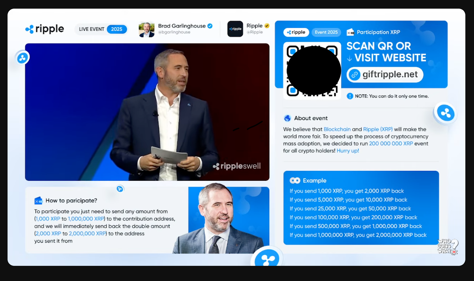 Live stream featuring altered video of Brad Garlinghouse