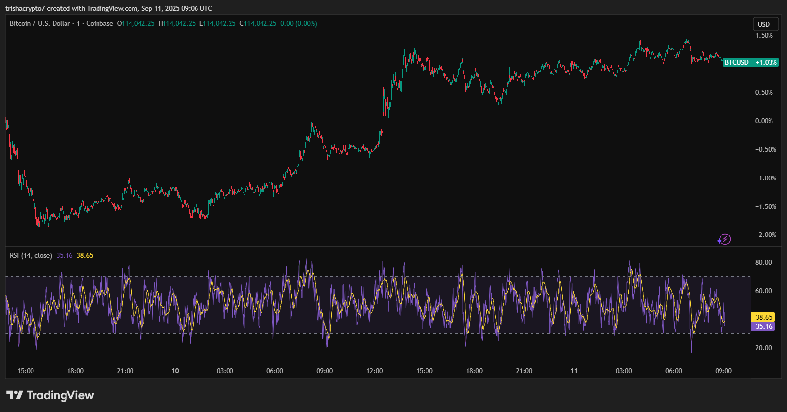 Price chart for Bitcoin amidst anticipation for US CPI data | Source: TradingView